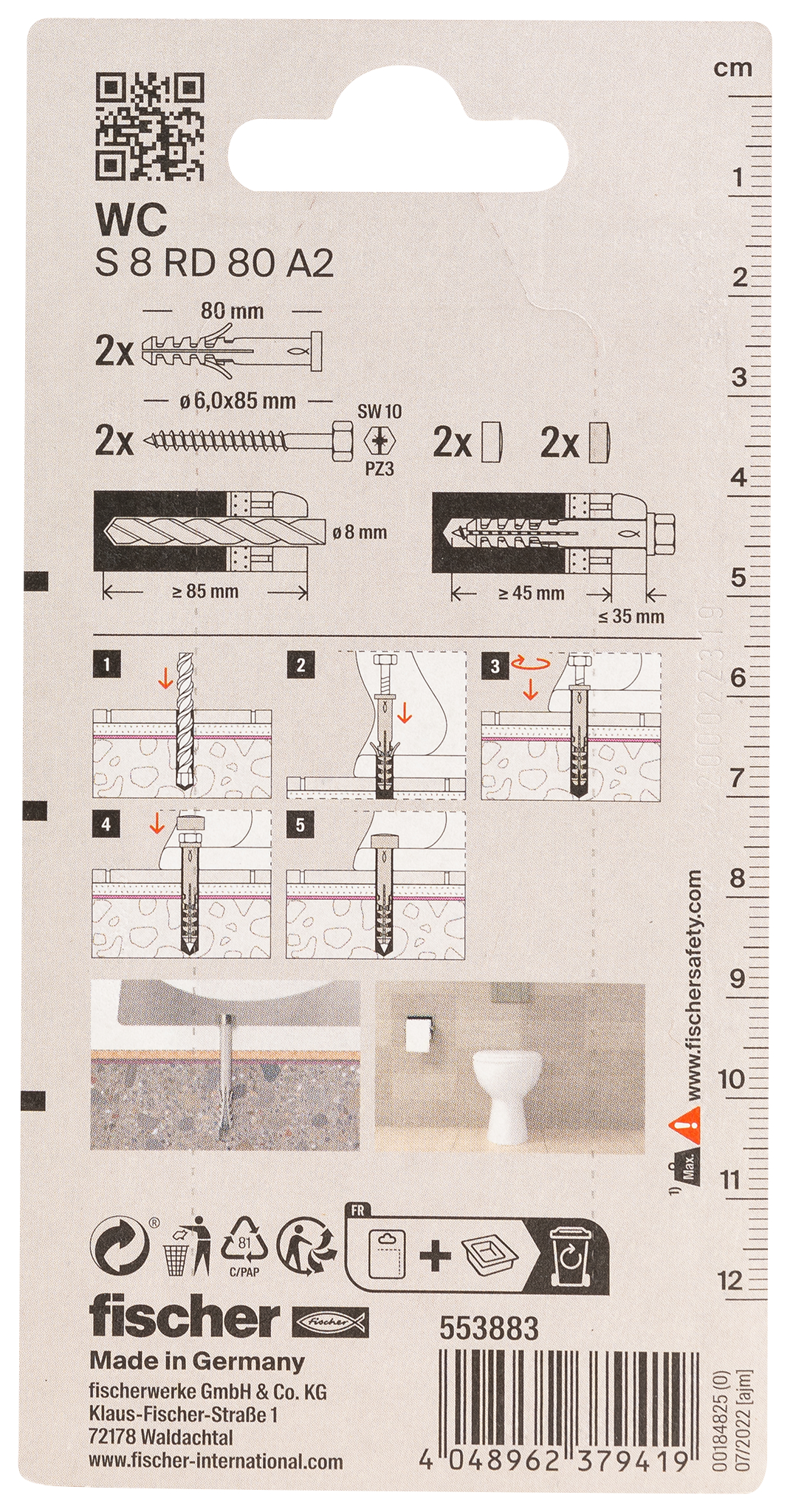 Produktbild, Text, QR-Code