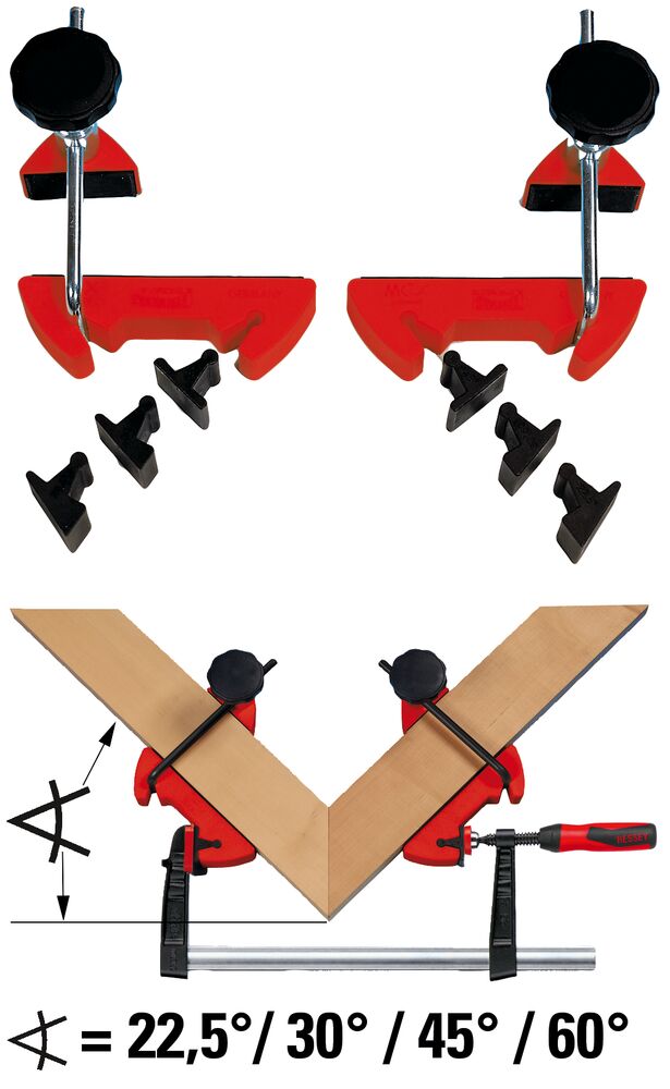 Bessey Gehrungs-Spannsystem MCX für Winkel 22.5° bis 60° mit 100mm Spannweite