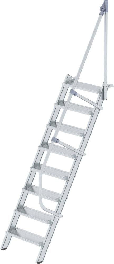 Munk Günzburger Steigtechnik Treppe 60° Stufenbreite 600 mm 8 Stufen Aluminium geriffelt
