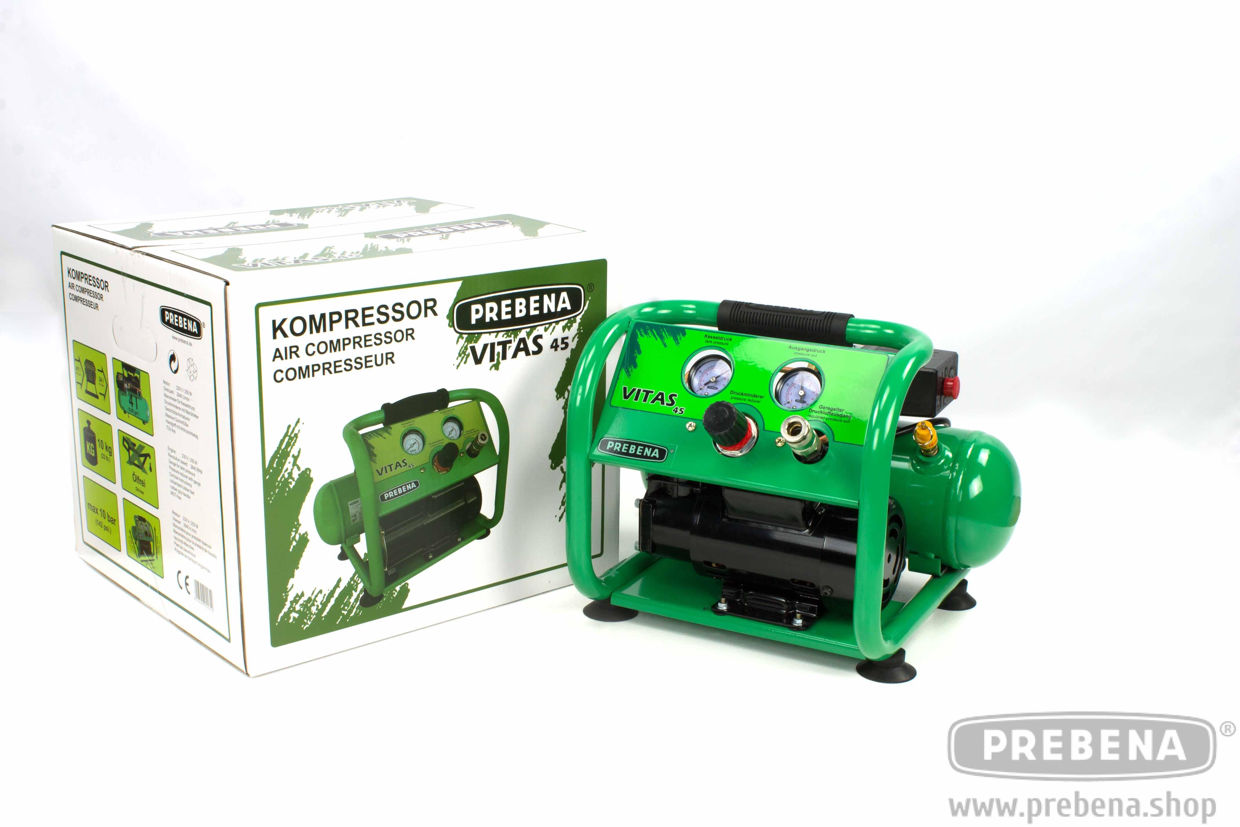 Prebena Kompressor VITAS 45 ölfrei mobil 10 bar 4L 250W 230V