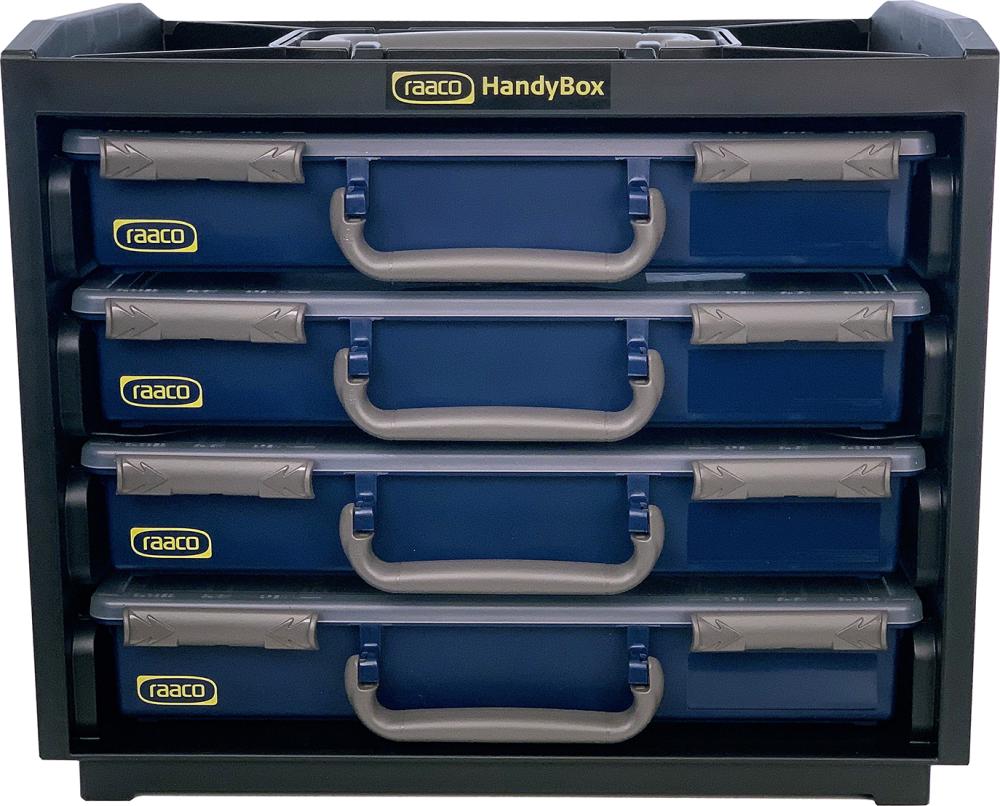 Raaco Trageschrank HandyBox Kunststoff mit 4 Sortimentskoffern blau raaco