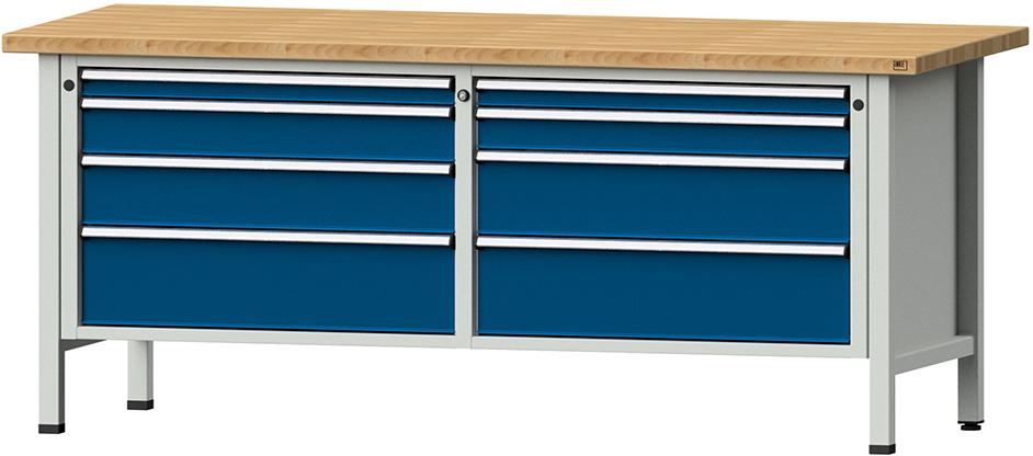 ANKE Kastenwerkbank Serie VX, Modell 141 VX, lichtgrau/enzianblau