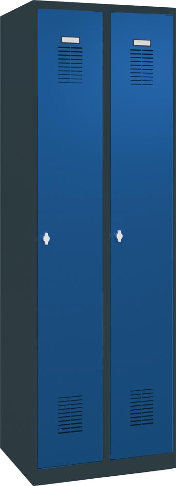 FORUM Garderobenschrank FORUM 2 Abteile RAL 7016/5010 Sockel 7035mit Sockel Selbstmontage