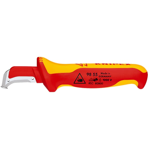Knipex Abmantelungsmesser 98 55 VDE-geprüft mit Gleitschuh und Hakenklinge 180 mm