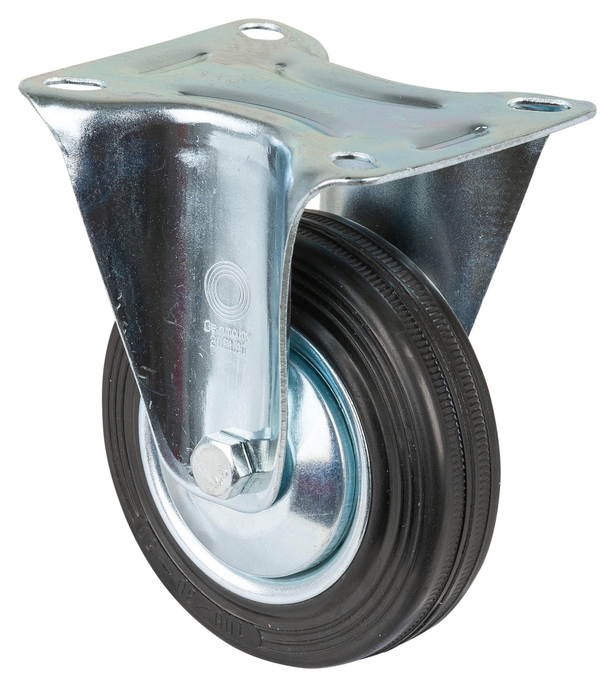BS Rollen Bockrolle L410.B55.101 Gummirad Stahlfelge Platte 100mm 70kg