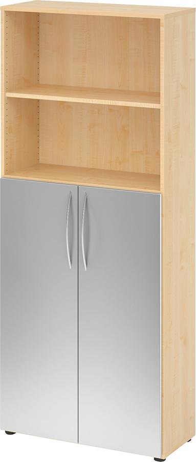 Hammerbacher Regal 5OH, 3OH K: Ahorn / F: Silber 80x34,6x188 cm (BxTxH) Türen unten BM 4770