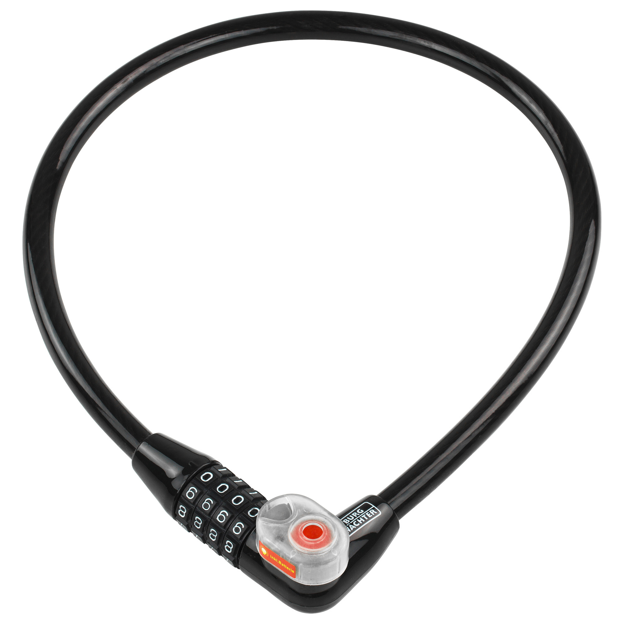 Burg-W Zahlen-Spiralseilschloss Ø 12 mm 230 65 L mit Licht