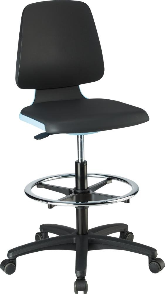 bimos Bimos Arbeitsstuhl Labsit 4, K-Leder blau Sitzhöhe 560-810 mm