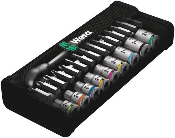 8100 SA 7 Zyklop Metal Ratchet Set with push-through square, 1/4" drive, me