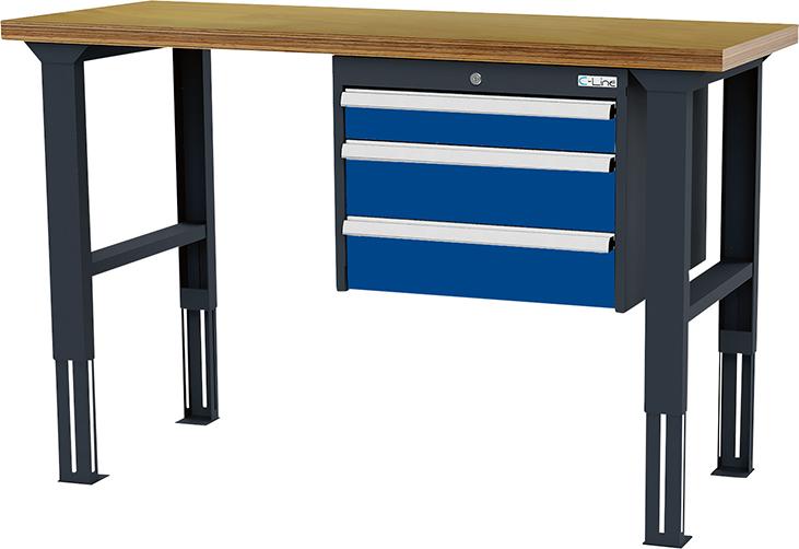 FORUM Arbeitstisch, höhenverstellbar, 3 Schubladen 100/2x 150 mm