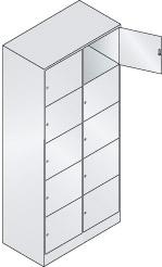 CP Fächerschrank B900xT480xH1950 mm RAL 7035 2x5 Fächer B410 mm CP