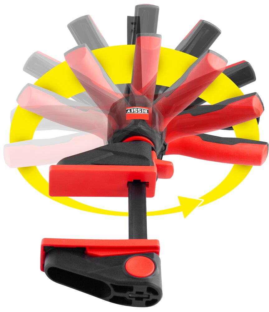 Bessey Einhandzwinge EZ360-45 mit drehbarem Griff, 450mm Spannweite, 80mm Ausladung, 1400N Spannkraft