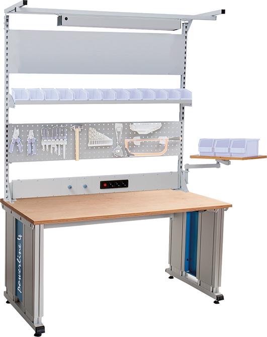 Bedrunka + Hirth 4-Fuß Schwerlasttisch powerline, mit Multi-Wand-Aufbau