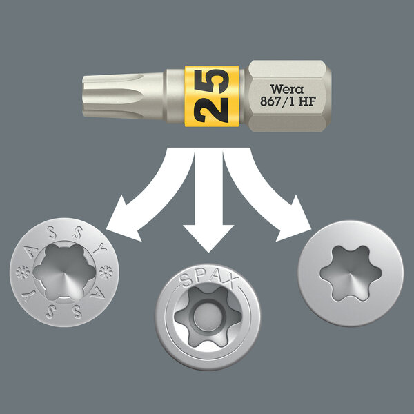Also for ASSY and SPAX T-STAR plus screws