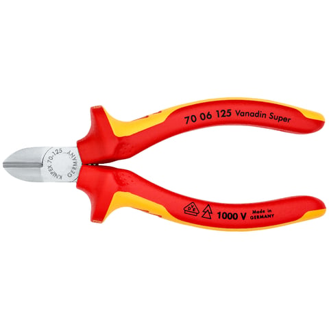 Knipex Seitenschneider 70 06 125 verchromt isoliert mit Mehrkomponenten-Hüllen VDE-geprüft 125 mm