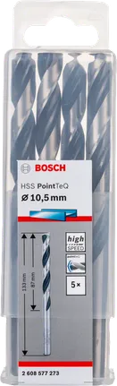 Bosch HSS PointTeQ 10.5mm twist drill bit set.