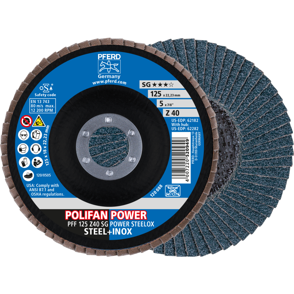 Pferd POLIFAN POWER Fächerscheibe PFF 125x22,23 mm flach Z40 Leistungslinie SG