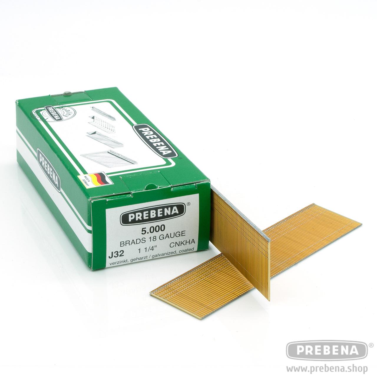 Prebena Stauchkopfnägel (Brads) J32CNKHA verzinkt geharzt 32mm 5000 Stück