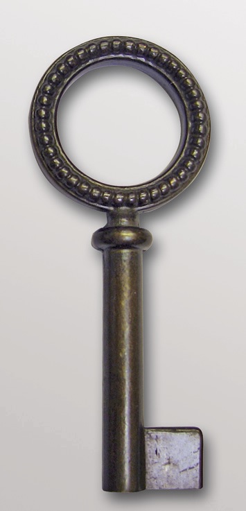 Möbel Zierschlüssel Messing brüniert, Halmlänge 32 mm