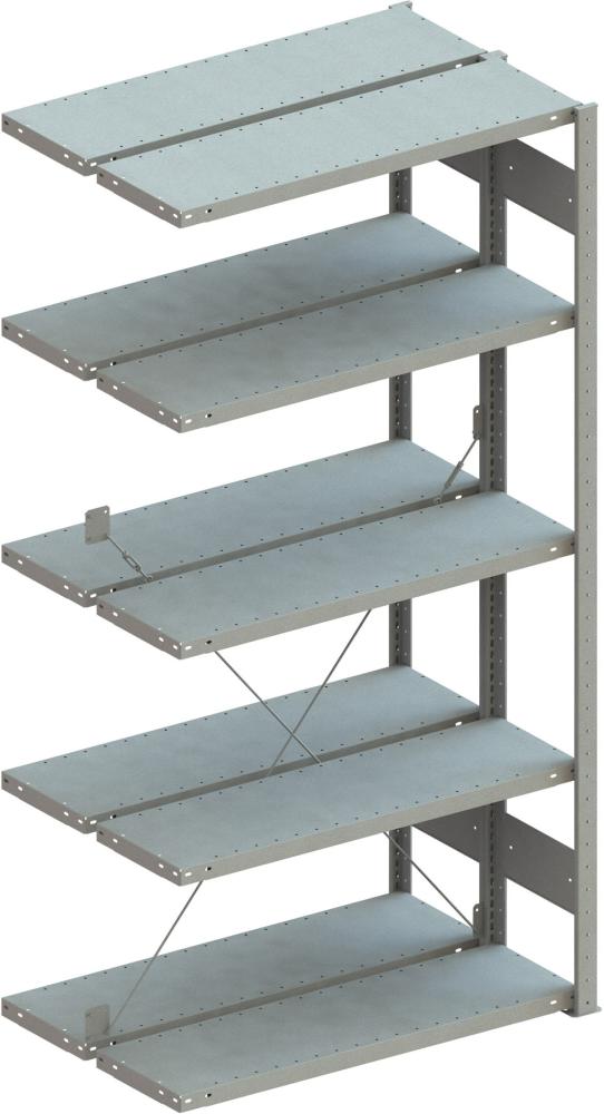 META Doppel-Steckregal CLIP B1000xT2x300xH2000 mm Anbaufeld 2x5 Böden RAL7035 Fachlast 100kg