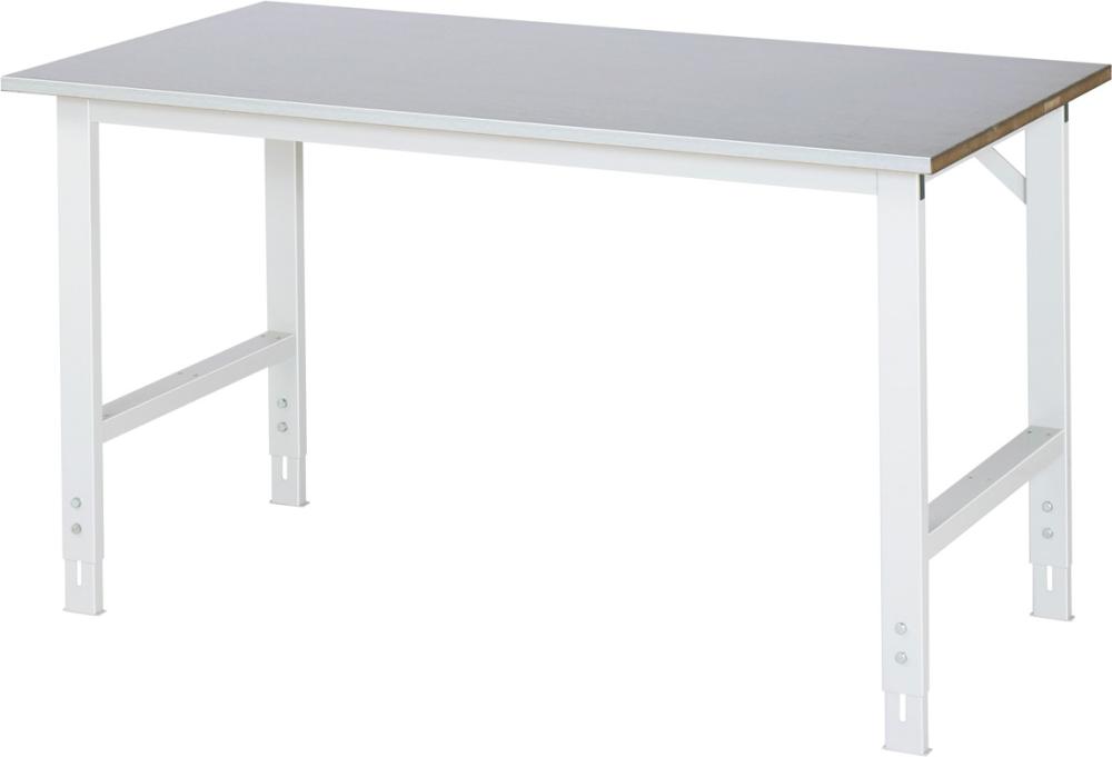 RAU Arbeitstisch Tom - Stahlblechbelag-Platte B1500xT 800xH760-1080mm Stahlblechbelag-Platte