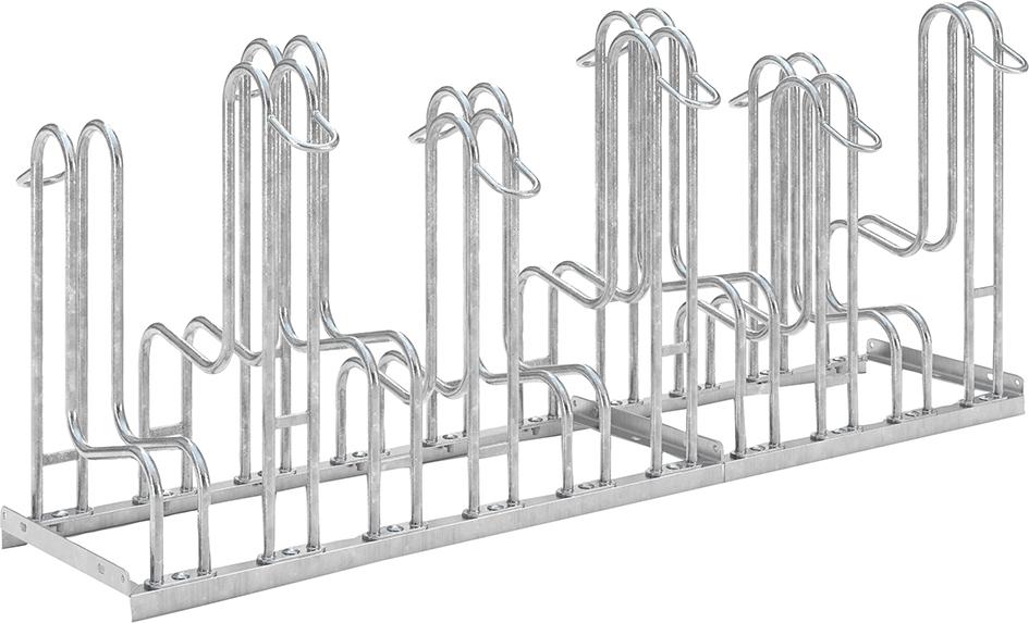 WSM Fahrrad-Standparker zweiseitig, verzinkt L 1750 mm, 10 Plätze