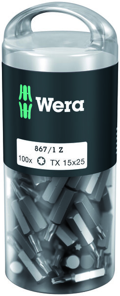 867/1 TORX® DIY 100, TX 15 x 25 mm, 100 pieces, Flasche, Shaker