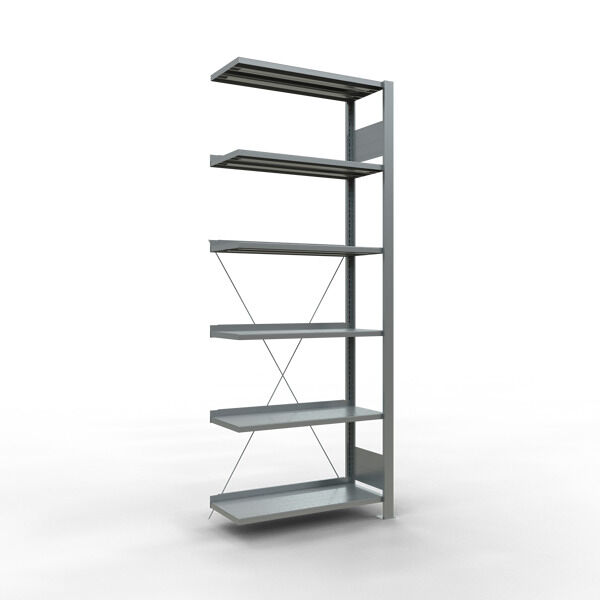 Schulte Anbauregal Büro-Fachbodenregal Stecksystem MULTIplus85 2000x750x300mm 6 Fachböden verzinkt
