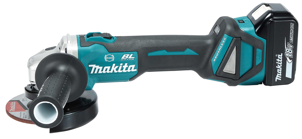 Makita DGA513RTJ Akku-Winkelschleifer 18V 125mm 3000-8500min⁻¹ mit 2x 5.0Ah Akkus
