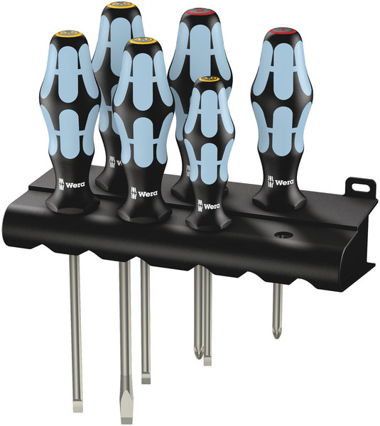 3334/6 Screwdriver set, stainless and rack, 6 pieces