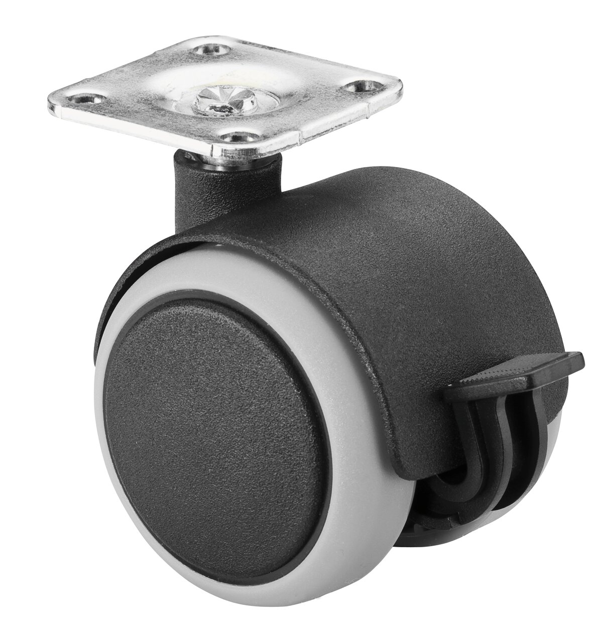 BS Rollen Kunststoff-Doppelrolle mit Feststeller F86.050.PL Lenkrolle Anschraubplatte 50mm 50kg grau