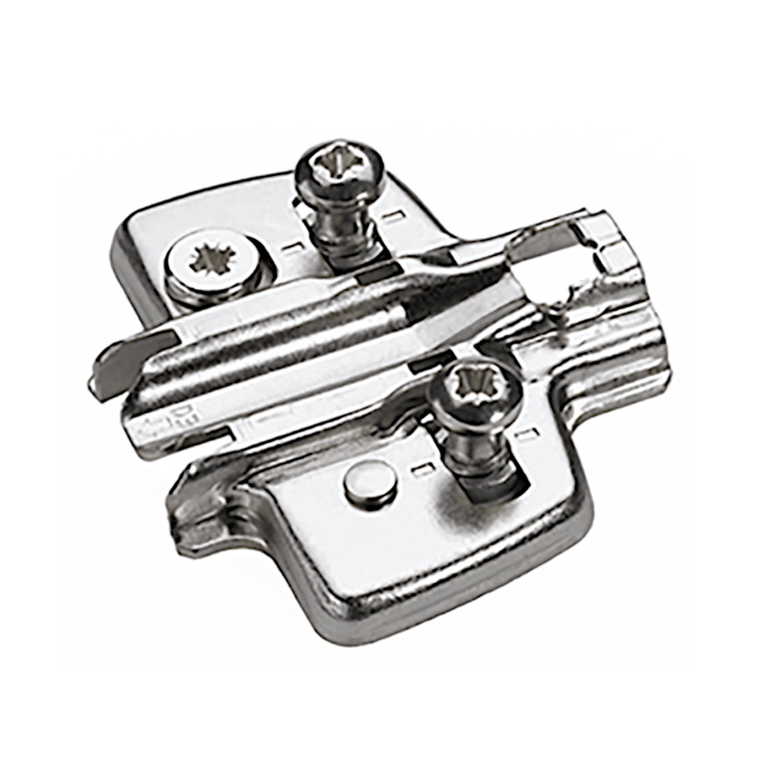 HETTICH Kreuzmontageplatte mit Direkt-Höhenverstellung, vernickelt, Lochreihe 37 x 32 mm, mit Euroschrauben (für Bohrung ø 5 x 12 mm), Distanz 5.0 mm