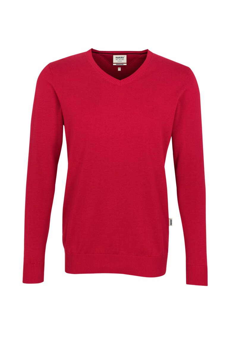 HAKRO V-Pullover Premium-Baumwolle rot XS