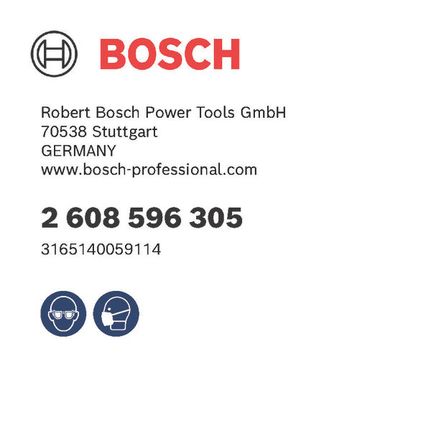 Etikett mit der Teilenummer., Bosch Professional, Produktetikett, Artikelnummer, Schutzbrille, Atemschutz