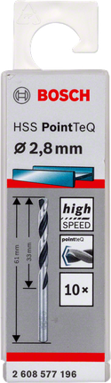 Bosch HSS PointTeQ Hochgeschwindigkeitsbohrerset 2,8 mm., HSS-Spiralbohrer, Metallbohrer, 2,8 mm, Hochgeschwindigkeitsstahl, Bosch