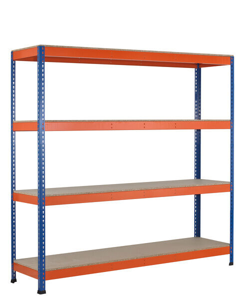 Schulte Weitspannregal Z1 Spanplatten 2438x2146x621mm blau/orange 4 Ebenen Fachlast 577kg