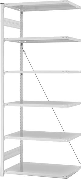 Anbauregal, 6 BD 2500x600x1000, hellgrau