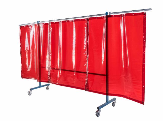Sinotec Transflex TTO-TTV-SB-T40 Schutzwand 3-teilig fahrbar 3700x1950mm rotorange
