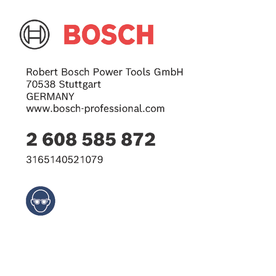 Object #200508356: 2608585872_bo_pro_g_f_1, Bosch-Etikett, Artikelnummer, Schutzbrillensymbol, rotes Logo