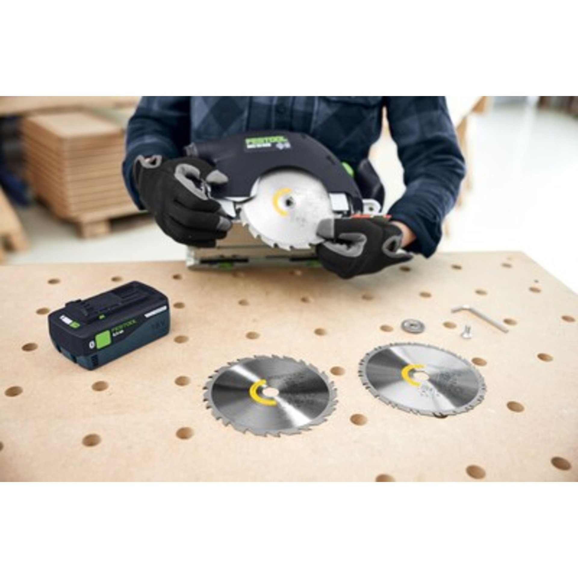 Festool Akku-Handkreissäge HKC 55 KEB-Basic mit Innensechskantschlüssel