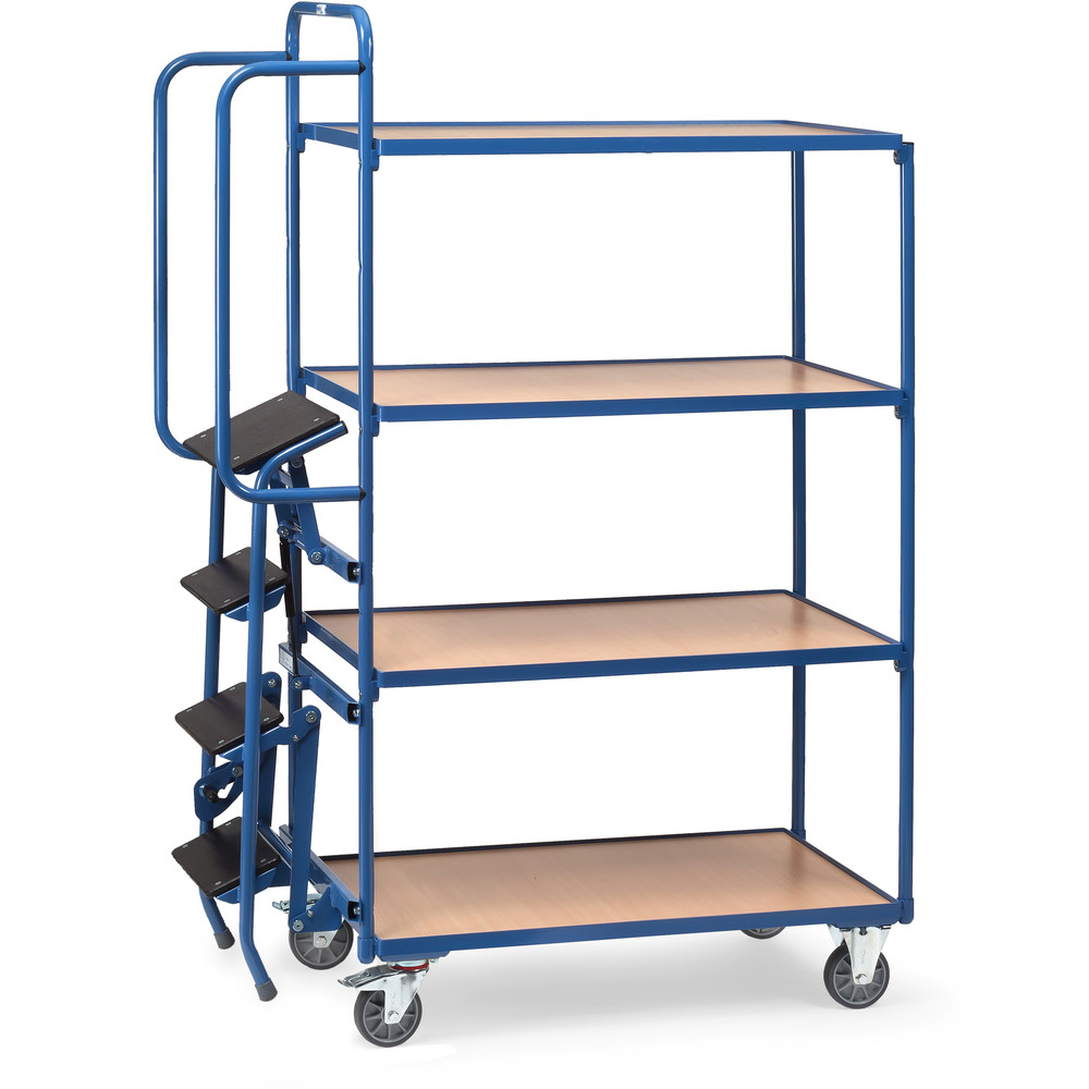 Fetra Kommissionierwagen 2108 mit Trittstufen 4 Ladeflächen 250 kg