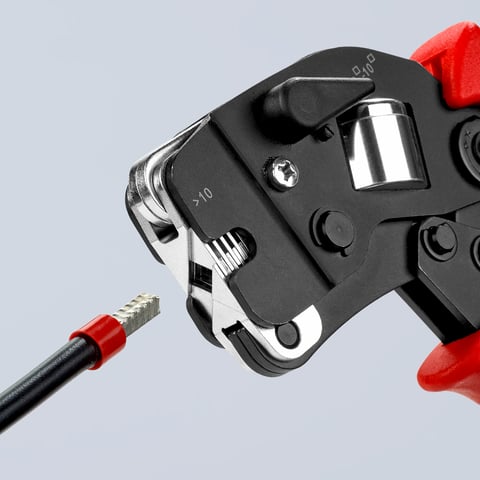 Knipex 97 53 09 Selbsteinstellende Crimpzange für Aderendhülsen mit Fronteinführung 0,08-16 mm²
