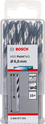 Bosch HSS PointTeQ 6.6mm drill bits pack.