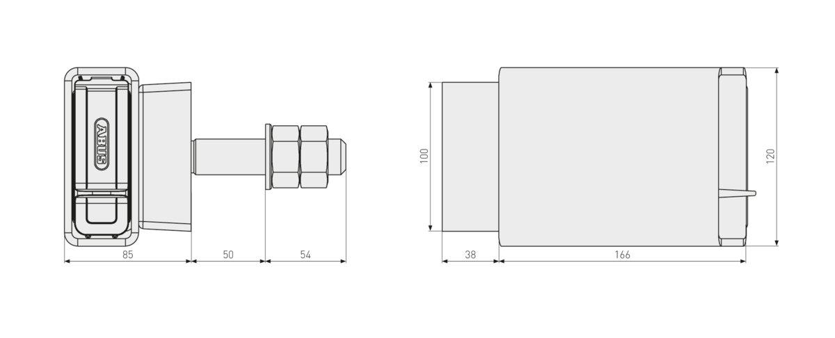 Abus ConHasp Granit Containerschloss 215/100 + 37RK/70HB100