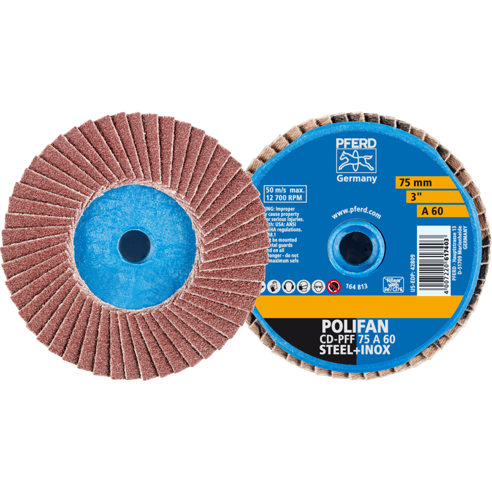 Pferd COMBIDISC Korund Mini-POLIFAN CD Ø 75 mm A60 für universelle Anwendungen
