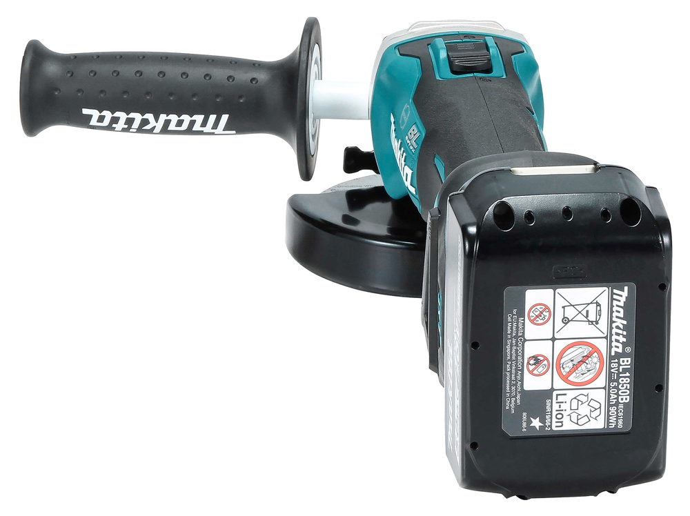 Makita DGA513RTJ Akku-Winkelschleifer 18V 125mm 3000-8500min⁻¹ mit 2x 5.0Ah Akkus