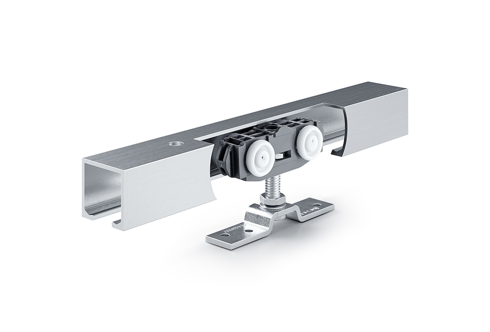 GEZE Schiebetürbeschlag mit Laufschiene Rollan 80 NT, Aluminium
