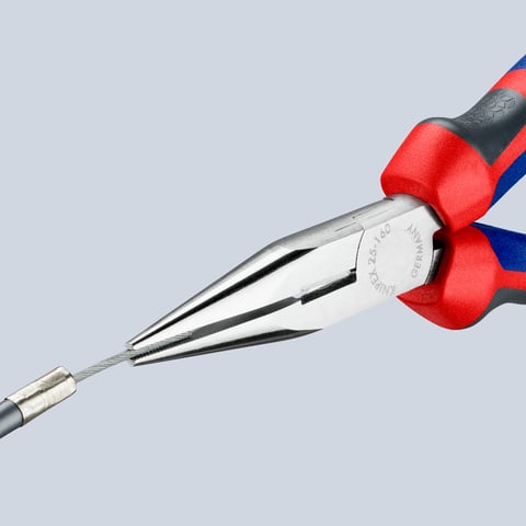 Knipex Flachrundzange mit Schneide (Radiozange) 25 05 160 verchromt mit Comfort-Griffen 160 mm