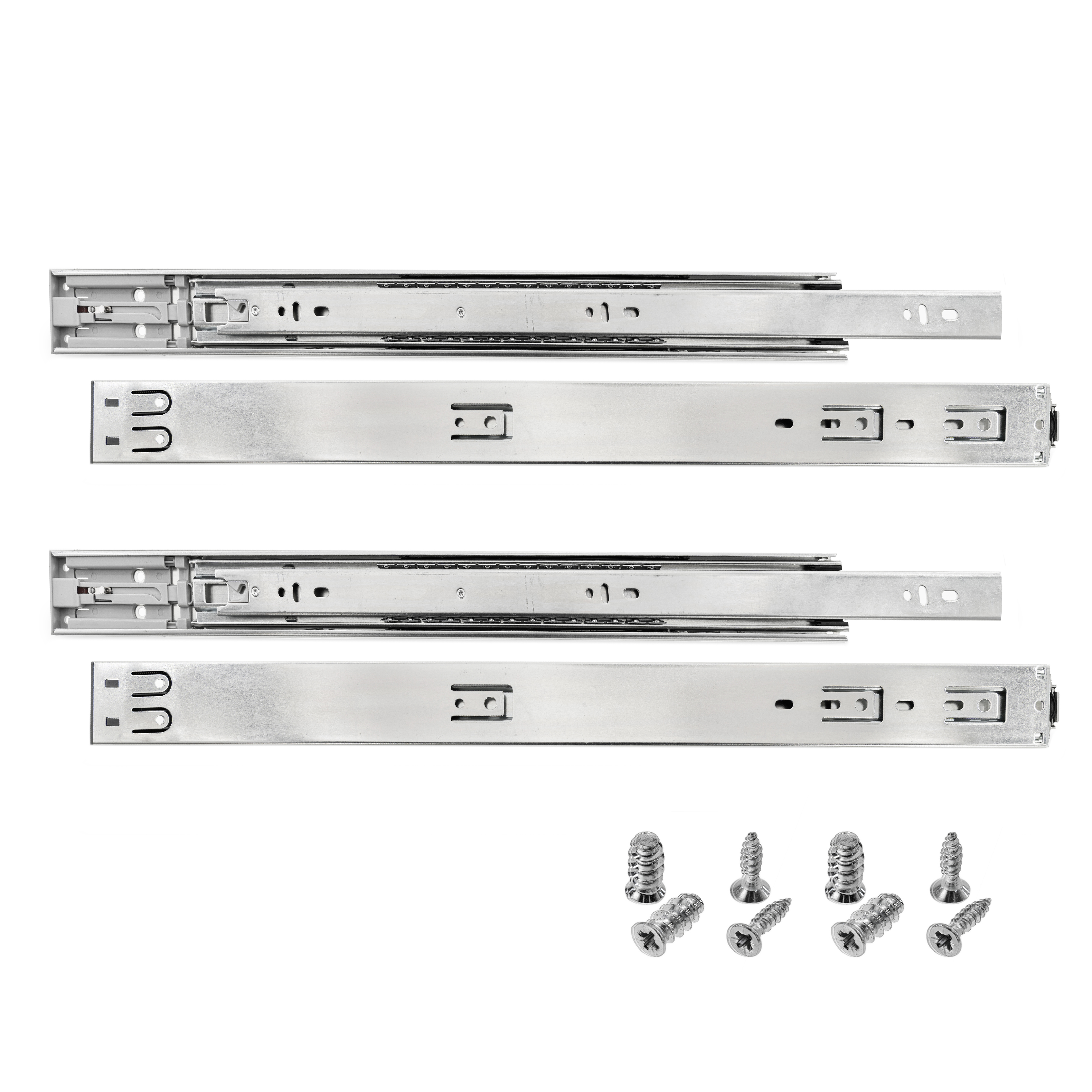 HELPMATE Schubladenschienen push-to-open Vollauszug 400 mm 2 Paar 4er Set Kugelvollauszüge Schubladenauszug Schienensystem Schubladenführung Stahl verzinkt silber inkl. Befestigungsmaterial