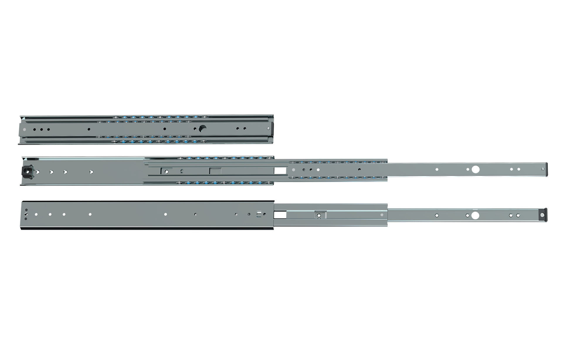 Schock Teleskopschiene Überauszug Serie 036 610 mm RAL 7016 Gedämpfter Selbsteinzug